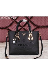Fake Prada Calfskin Leather Tote Bag BN2645 Black VS06691