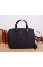 Fake Prada Original Leather Briefcase P8686 Black VS06277