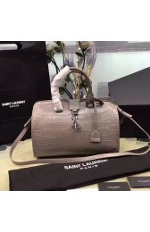 Fake Saint Laurent Small Monogram Cabas Bag in Grey Croco Leather 394462 VS09234
