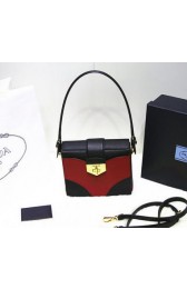 Fake Top Prada Original Leather Flap Bag BN2776 Red&Black VS05887