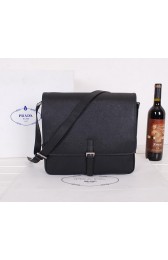 Fake Top PRADA Original Saffiano Leather Messenger Bag VA3081 Black VS07656