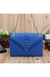 Fake Yves Saint Laurent Classic Monogramme Flap Bag Y26584 Blue VS06171