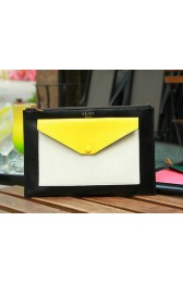 Fashion Celine Pocket Handbag in Seashell Smooth Calfskin 17538 Yellow&Black VS06831
