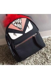 Fendi Backapck in Nylon and Leather with Red Bag Bugs Eyes 231010 VS00703