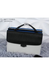 Fendi Demi Jour Bag Saffiano Leather F8907 Black&White&Blue VS06621