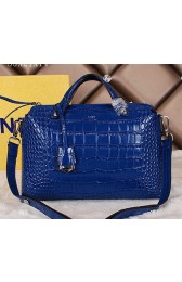 Fendi Fall Winter 2015 Tote Bags Croco Leather F2351 Blue VS05586