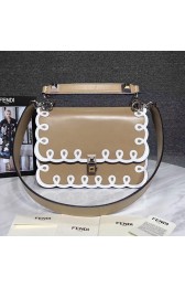 Fendi Kan I Leather Bag Beige 8BT285 VS07628
