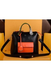 Fendi Original Leather Tote Bag with Front Pocket F2351 Black VS03450