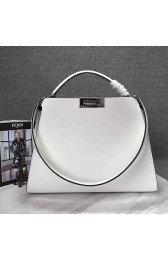 Fendi Peekaboo Tote Bag White Original Leather F280504 VS07012