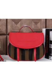 Fendi Pequin Medium Saddle Top Handle Bag 8BT221 Red VS08697