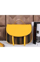 Fendi Pequin Medium Saddle Top Handle Bag 8BT221 Yellow VS01326