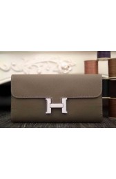 Hermes Constance Long Wallets Original Leather HA909 Grey VS07687