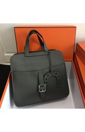 Hermes Halzan 31 Bag in Dark Green Taurillon Clemence Leather H070428 VS02563