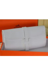 Hermes Jige Clutch Bag Calfskin Leather White VS05866