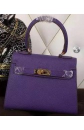 Hermes Kelly 20cm Tote Bag Litchi Leather K20 Violet VS06817