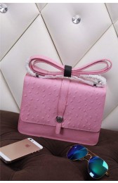 Hermes Ostrich Leather Flap Shoulder Bag H8075 Pink VS01134
