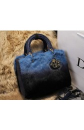 High Quality Dior Small Diorissimo Bag Cony Hair D2016 Blue&Black VS00768