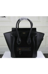 Imitation AAA Celine Luggage Micro Tote Bag Suede Leather C3308M Black VS05821