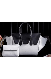 Imitation AAA Celine Tie Nano Top Handle Bags Original Leather C3052 White&Black VS08345