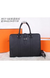 Imitation AAA Hermes Briefcase Grainy Leather H88135 Black VS09405