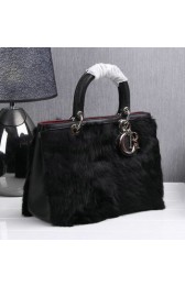 Imitation Dior Diorissimo Bags in Rabbit Hair D0902 Black VS07614