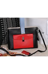 Imitation Dior Pocket Tote Bag Original Leather D0328 Black&Red VS01354