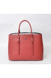 Imitation Fashion Prada Twin Saffiano Leather Cuir Large Tote BN2820 in Red with Silver Hardware XZ VS06578