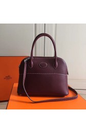 Imitation Hermes Bolide 27 Bag in Burgundy Swift Leather HB2701 VS05516