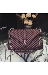 Imitation Saint Laurent Top Handle Bag in Burgundy Matelasse Leather 392738 VS09044