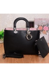Knockoff Best Dior Diorissimo Bag in Smooth Calfskin Leather V832 Black VS05062