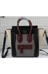 Knockoff Celine Luggage Nano Bag Original Leather C3308S Grey&Burgundy&Black VS07630