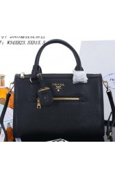 Knockoff Prada Litchi Leather Top Handle Bags PBL2663 Black VS01559
