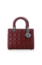 Lady Dior Bag mini Bag Burgundy Original Sheepskin Leather D44551 Silver VS05304