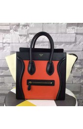 Luxury Celine Micro Luggage Tote Bag Original Leather C164173 Orange&Black&Offwhite VS05782