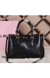 miu miu Bright Leather Tote Bag 88111 Black VS05120
