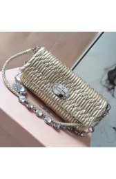 Miu Miu Crystal Nappa Leather Shoulder Bag Gold 5BD233 VS07176