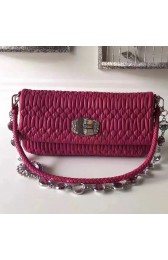 Miu Miu Crystal Nappa Leather Shoulder Bag Rose 5BD233 VS06657