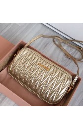 Miu Miu Matelasse Nappa Leather Shoulder Bag Gold 5BH011 VS06591