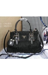Prada BR1792 Gaufre Fabric Top Handle Bag Black VS02793