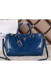 Prada Bright Leather Boston Bag BN6260 Blue VS08815