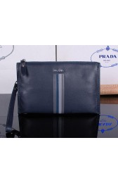 Prada Calfskin Leather Clutch P12133 Royal VS09853