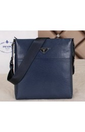 Prada Calfskin Leather Messenger Bag P250013 Blue VS07296