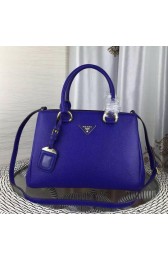 Prada Double Tote Bag Litchi Leather 1BG007 Blue VS06640