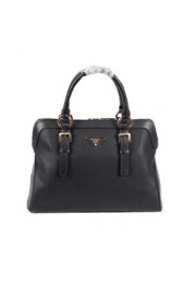 Prada Grainy Leather Top Handle Bag BL8091 Black VS07385