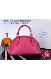 PRADA Litchi Leather Top Handle Bag BN0123 Rose VS07776