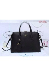 Prada Litchi Leather Two-Handle Bag BN0889 Black VS07009