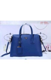 Prada Litchi Leather Two-Handle Bag BN0889 Blue VS02726