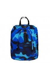 Prada Microfiber Nylon Drawstring Backpack Bag BZ032 Blue VS09910
