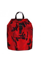 Prada Microfiber Nylon Drawstring Backpack Bag BZ032 Red VS09673