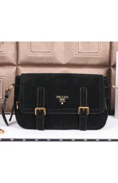 Prada Nubuck Leather Messenger Bag BN0861 Black VS08174